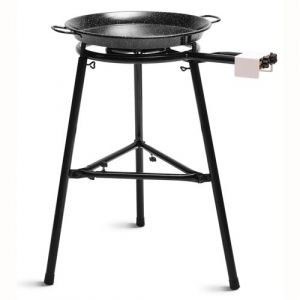 Briebe MEDIUM Set Paella Brûleur à Gaz 40-20cm +Poêle à Paella Émaillée 46cm +Support à 3 Pied Noir