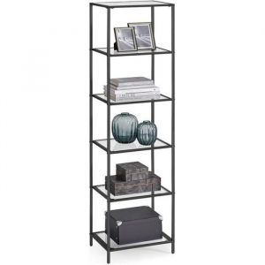 Bibliothèques à 6 niveaux verre métal noir gris