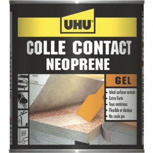 UHU Contact n&eacute;opr&egrave;ne gel - Colle super forte universelle et g&eacute;lifi&eacute;e, ne goutte pas et ne file pas, adh&egrave;re imm&eacute;diatement, transparente, pot 215g