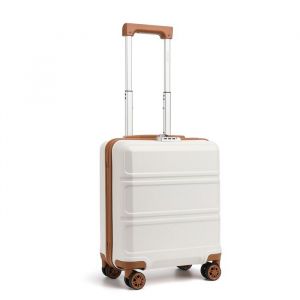 Kono Valise Cabine 45x20x35cm Valise de Voyage Trolley Rigide en ABS avec Bagages à Main à 4 roulettes et Serrure TSA, Crème