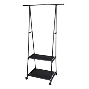 Well Home Porte-vêtements avec cadre en métal et double couche en polyester 55-85 x 45 x 157 cm