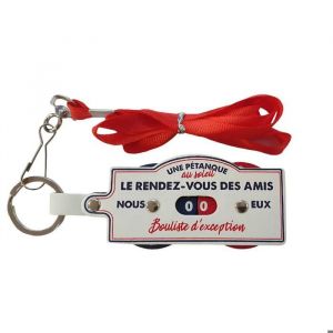 Porte Clés / Tour de Cou Bleu ou Rouge - Compteur de Points Pétanque (Modèle: CD9205B_VAR_RO)