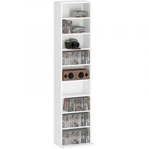 Homcom Rangements pour CD et DVD - 9 compartiments - 260 CD/120 DVD - panneau de particules - 33 x 24 x 140 cm - blanc