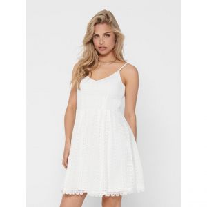 Only ONLHELENA Lace S/L Short Dress WVN Robe, Cloud Dancer, 44 Femme