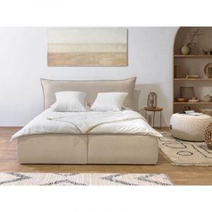 Bobochic Lit Lit coffre Lit coffre jade avec tête de lit effet oreiller 180x200 Beige - Beige