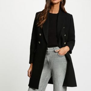 Morgan Manteau ajusté col tailleur noir femme - Taille 44
