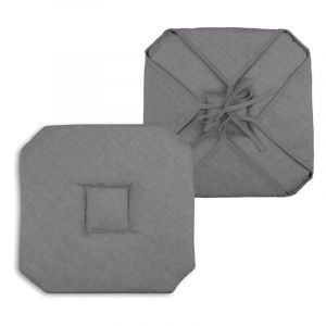 LOVELY CASA Coussin galette de chaise 4 rabats 40x40cm anthracite chinee
