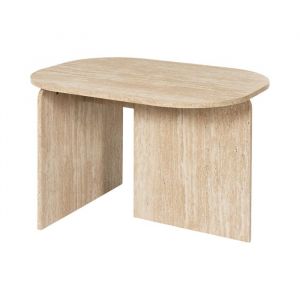 The home deco factory Table Basse - Home Deco Factory - Pietra - Effet Pierre Travertin - Blanc Et Beige - H45 X L72 X P53 Cm