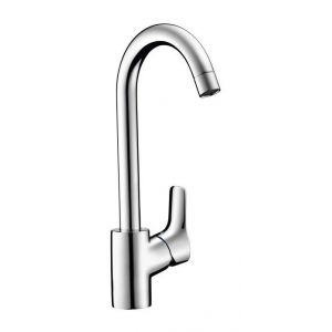 Hansgrohe Mitigeur de cuisine MySport L chrome - Finition chromée - Rotation du bec de 360° - Cartouche brevetée - 2 vitesses de débits - Universel.