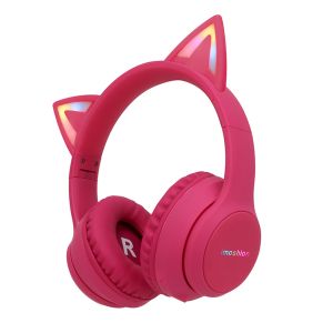 Imoshion Kids Headphones with Cat Ears - With Decibel Limiter - Bluetooth Headphones Kids - Wireless Over-Ear Headphones - Hot Pink