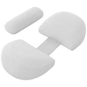 Avalo Oreiller de grossesse W-Shape - Mousse &agrave; m&eacute;moire de forme - Oreiller de sommeil lat&eacute;ral adultes - Cale r&eacute;glable - Soutien de l'abdomen, du dos et des jambes - Oreiller d'allaitement - Oreiller de corps - Housse lavable
