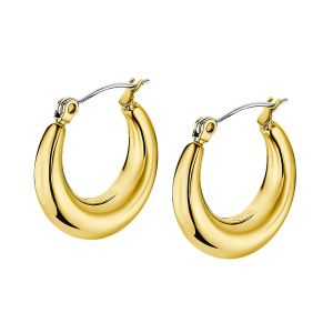 Boucles D'oreilles Créoles Lotus Style Acier Doré