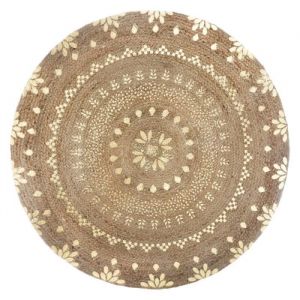 Atmosphera Tapis rond jute vegetale 'Shine' diam&egrave;tre 115 cm