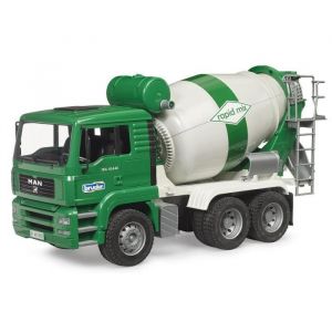 Bruder Toys Camion Toupie Rapid Mix Man Tga, Vert, 49×18×25,5cm - Betonniere - Vehicule Chantier Construction - Set Jouet + Carte