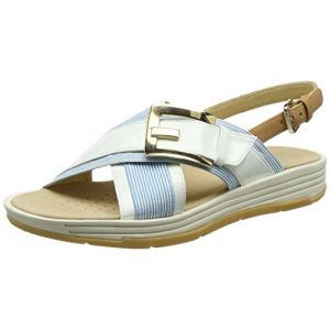 Image de Geox D Koleos F, Sandales Bout Ouvert Femme, Blanc (Petrol/White), 35 EU