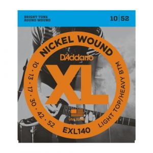 Image de D'Addario AND CO EXL140 NICKEL WOUND ELECTRIC GUITAR STRINGS LIGHT TOP/HEAVY BOTTOM 10-52