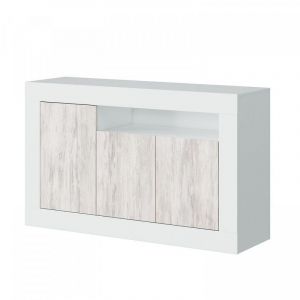 Image de Buffet moderne 3 portes 1 etagere L144 cm Blanc Atelier Mundo SA 474 Taille 144x42 (cm)