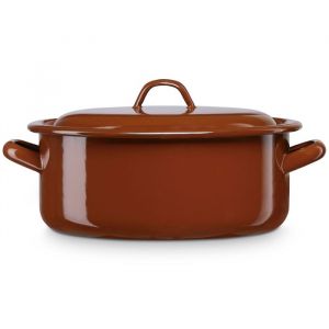 Briebe - Terra Faitout à Induction 32cm, Marmite 10 l avec Couvercle Acier Émaillé Tous Feux Marron