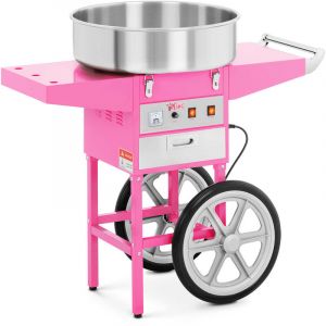 Image de Royal Catering Machine à barbe à papa avec chariot rose RCZC-1200-W (diamètre cuve 52cm 1200W 1 unité/60s 95x52x89cm)