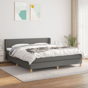 VidaXL Lit &iquest;&iquest; sommier tapissier avec matelas Gris fonc&iquest;&iquest; 160x200cm Tissu