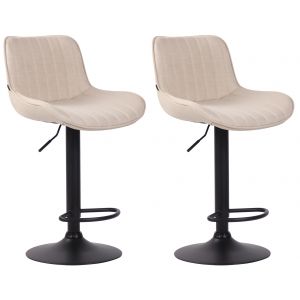 CLP Lot de 2 Tabourets de bar réglable en tissu Crème