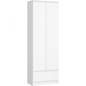 Bibliothèque de bureau Akord R60 Blanche 60 cm 2 portes 1 tiroir façade Blanche 4 étagères 60x35x180 cm