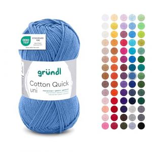 Gründl Laine Cotton Quick uni - Laine pour crochet - 100% coton - Laine pour tricot - Fil de coton brillant - 1 pelote de 50 g / 125 m - Pour aiguilles 3-4 océan