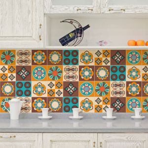 Stickers muraux - Sticker Mural Carrelage adhésif Cuisine Salle de Bain - 9 STICKERS CARREAUX DE CIMENT BRAGA - 9stickers10x10cm