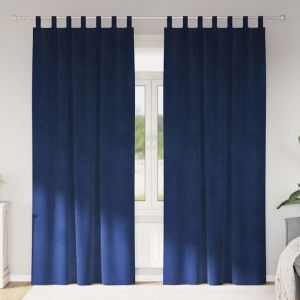 VidaXL Rideaux Avec Des Rideaux 2 Pcs Bleu Fonc&eacute; 140 X 245 Cm Velours