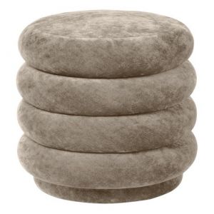 Image de Ferm Living Pouf Round Small / Ø 47 - Velours beige en tissu