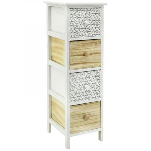 Aubry Gaspard Commode en bois teinté blanc et naturel 4 tiroirs