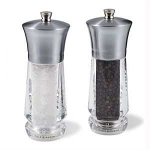 Cole & Mason CH321913 Coffret de moulins sel et poivre Exford, acrylique et inox, 165 mm