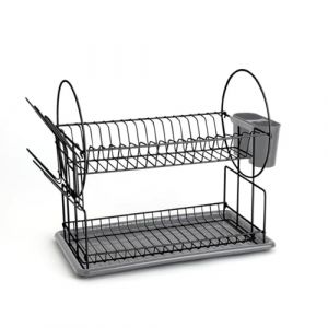 Quid Armony Égouttoir 2 hauteurs avec Couverts et Porte-Couverts 52 x 23 x 36 cm Gris