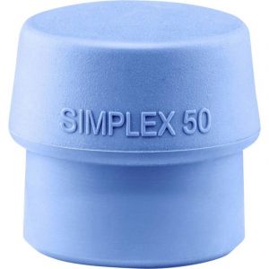 HALDER Tête de maillet à frappe amortie SIMPLEX D. de la tête 50 mm TPE-soft bleu tendre TPE bleu/doux