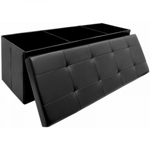 110cm Banc Coffre Rangement - Similicuir Banc d'Entrée 120L - Banquette Pliable - schwarz