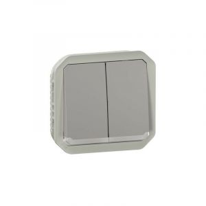 Legrand Plexo New 069526L Interrupteur double pour pièces humides/double bouton-poussoir + bouton-poussoir et contact inverseur, lumineux, produit co