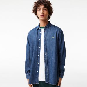 Lacoste Chemise homme regular fit en denim de coton biologique Taille 41 Bleu