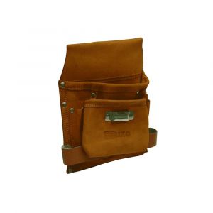 Intec Sacoche de charpentier en cuir 35 x 24 cm 2 compartiments avec porte-marteau