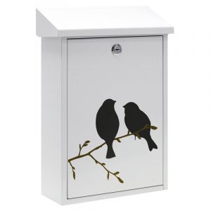 ARREGUI Premium E5601-BIR Boîte aux Lettres Individuelle en Acier avec sérigraphie « Birds », Taille M (Courrier Format A4, Magazine), Boîte aux Lettres Murale, Anti-Pluie, Facile à Installer, Blanc