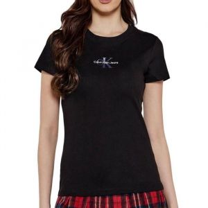 Calvin Klein T-Shirt Manches Courtes Femme Gradient Monologo Tee Slim Fit, Noir Bla, XS