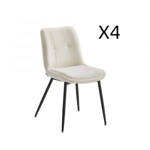 Lot de 4 chaises salle à manger pour salle à Manger blanc crème
