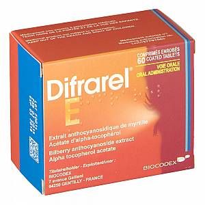 Biocodex Difrarel E - Troubles de la vision crépusculaire - 24 comprimés