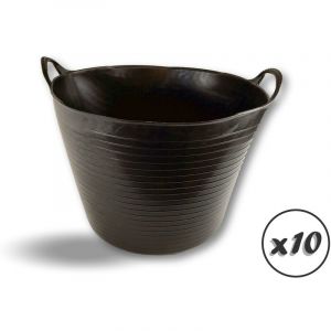 Kibros Seau bassine panier souple - &Oslash;45 - 36 litres - Noir - Lot de 10 - R&eacute;cipient multifonction poly&eacute;thyl&egrave;ne plastique flexible r&eacute;sistant