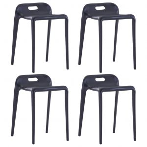 VidaXL Tabourets empilables 4 pcs Noir Plastique