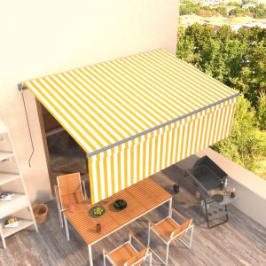 Image de VidaXL Auvent Manuel R¿¿Tractable Avec Store 4x3 M Jaune Et Blanc