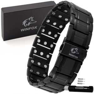 Bracelet Magnetique Homme PREMIUM, le plus Puissant, Titane, Aimant Néodyme de terre rare, Inoxydable, Ultra Résistant, WINFOX777
