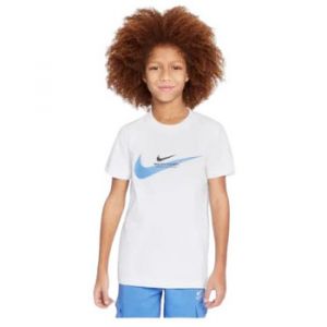 Nike T-Shirt SI Graphic pour garçon, Blanc/Bleu au-delà, 7-8 Ans