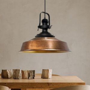 Suspension Industrielle en Métal Cuivré Peint à la Main – Lustre Vintage E27 Ø41 cm pour Salon, Chambre ou Salle à Manger