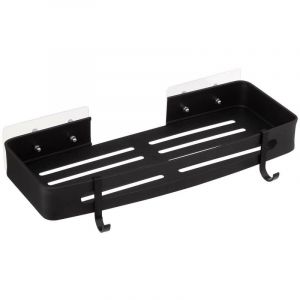 Five Simply Smart - tag&egrave;re de douche rectangle stick adh&eacute;sif noir blackalu - 5