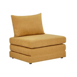 Sweeek - Chauffeuse matelas convertible moutarde tissu chenille 1 place Fold